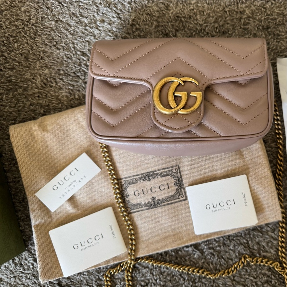 Gucci GG Marmont Mini Matelassé Bag – Pink Beige